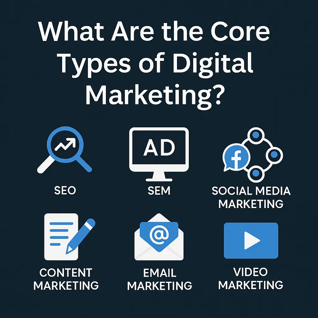 image of core types of digital marketing blog by digital marketing expert in alappuzha